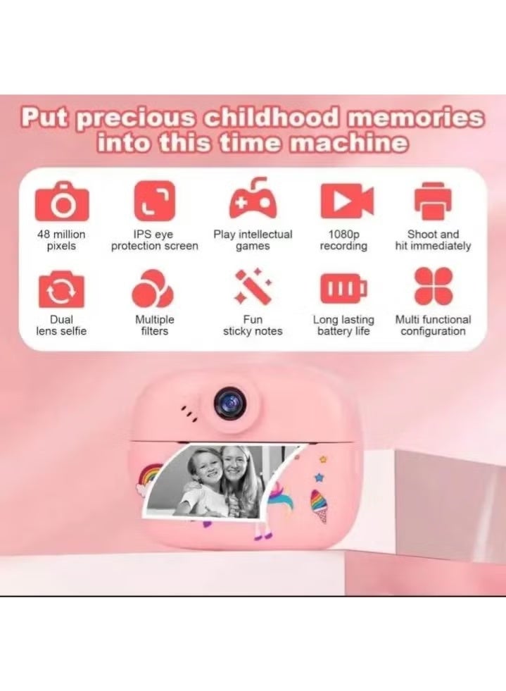Instant Print Digital Camera for Kids – Zero Ink Thermal Printer with Dual Lens, Portable Selfie Toy Camera for Boys and Girls, Pink Panda Edition - Image 3